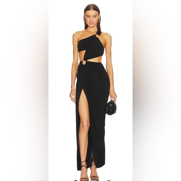 New! Michael Costello X REVOLVE X Clementine Cutout Ring Black Gown 🖤 Small - Picture 3 of 6